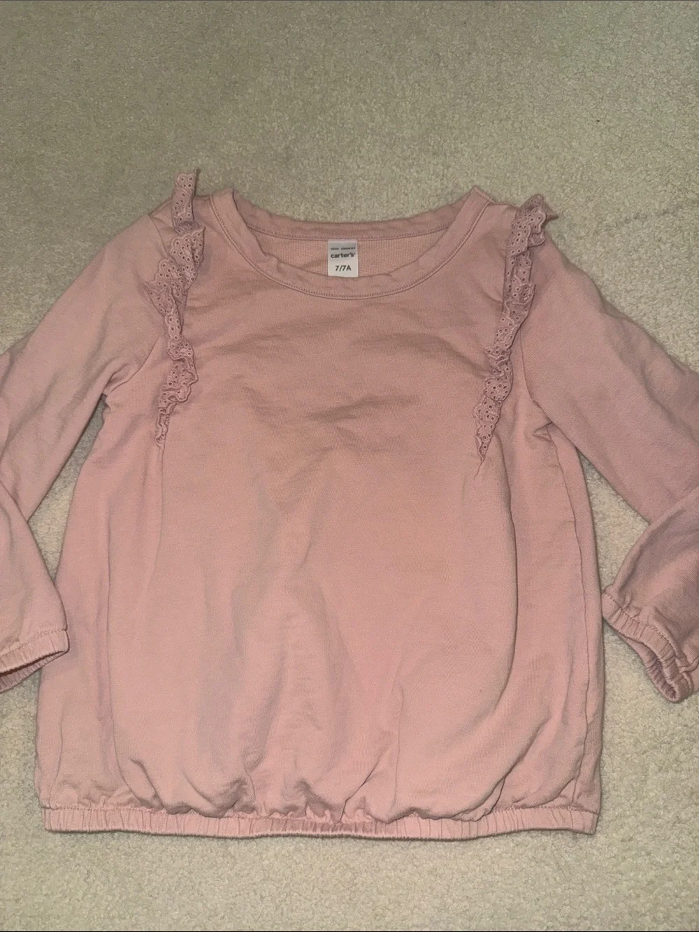 Carter's Light Pink Long-Sleeve Ruffle Detail Top